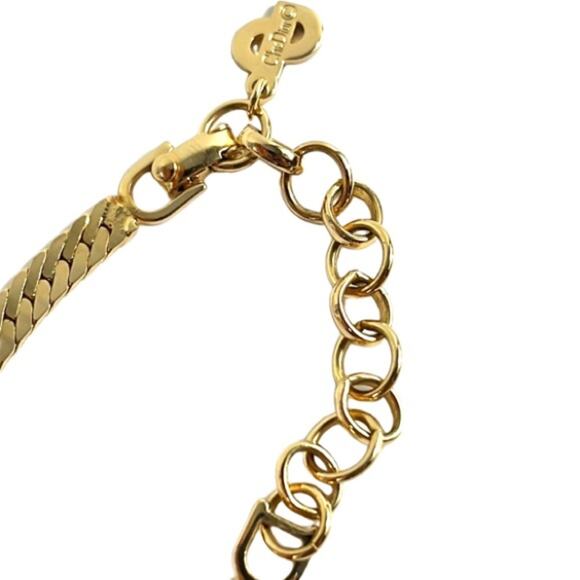 Vintage Christian Dior Purple Rhinestone and Gold Tone Chain Necklace - Picture 5 of 10